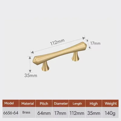 Gold Brass Cabinet Pulls and T-Knob with Flared Ends