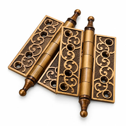 Aveline 4-Inch Decorative Door Hinges with Scrollwork, European Style