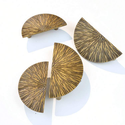 Textured Half Moon Brass Cabinet Pulls and Knobs