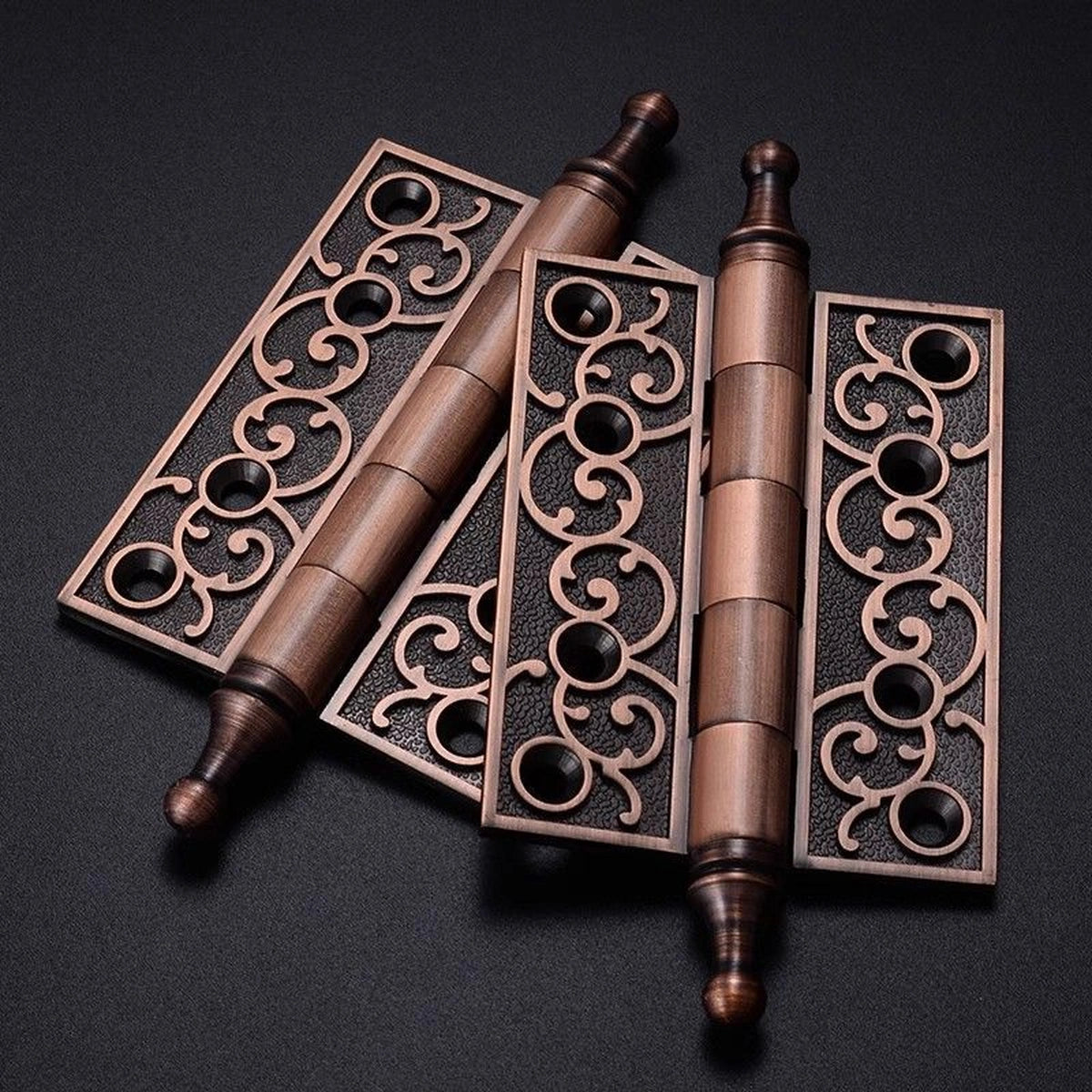Aveline 4-Inch Decorative Door Hinges with Scrollwork, European Style