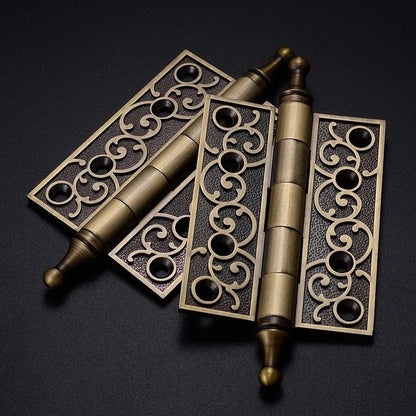 Aveline 4-Inch Decorative Door Hinges with Scrollwork, European Style