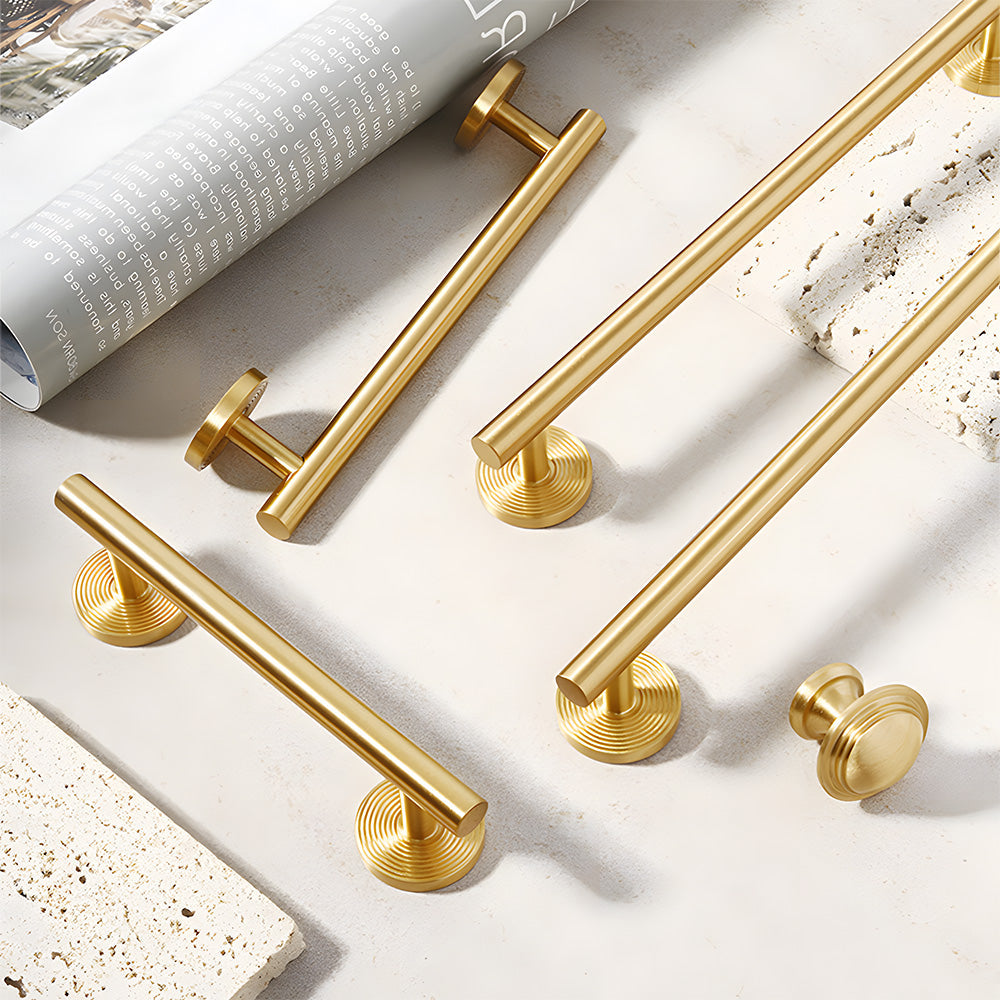 Gold Brass Round Bar Cabinet Pulls and Knobs