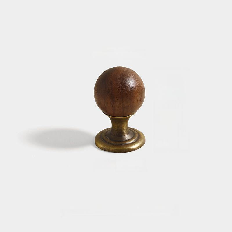 Mid-Century Walnut and Antique Bronze Cabinet Pulls and Knobs