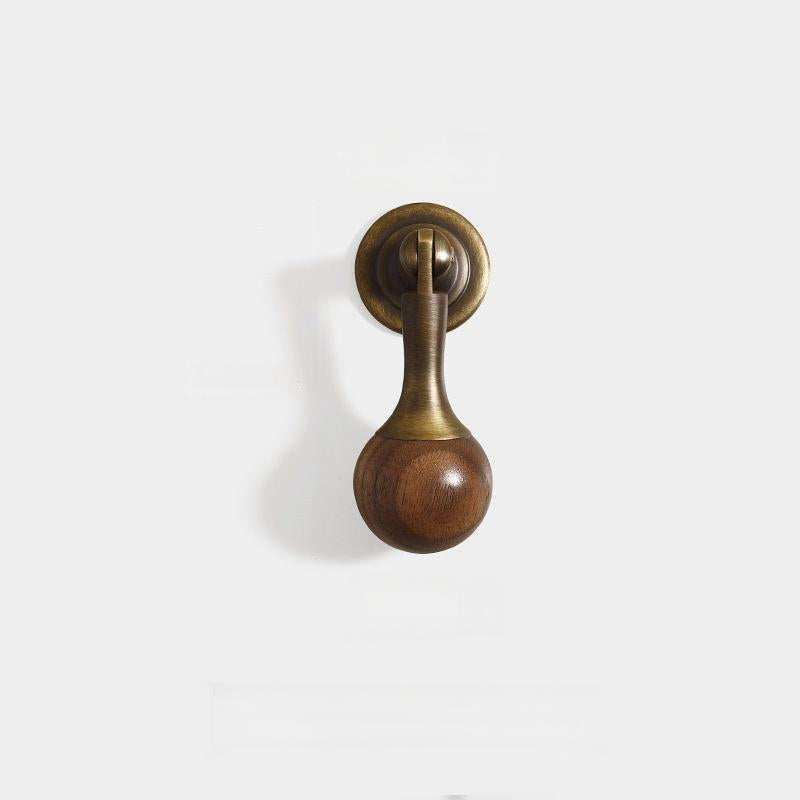 Mid-Century Walnut and Antique Bronze Cabinet Pulls and Knobs