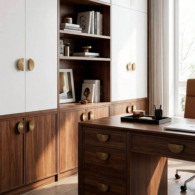 Textured Half Moon Brass Cabinet Pulls and Knobs