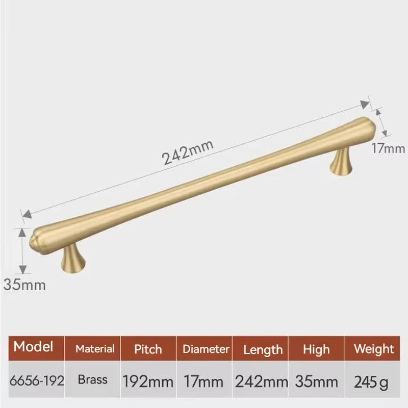 Gold Brass Cabinet Pulls and T-Knob with Flared Ends