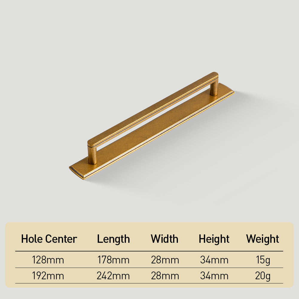 Gold Long Cabinet Pulls with Rectangular Backplate