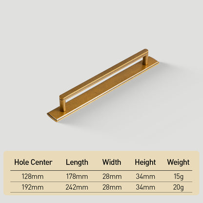 Gold Long Cabinet Pulls with Rectangular Backplate