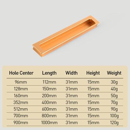 Long Aluminum Recessed Finger Pulls