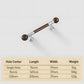 Wooden Round Bar Cabinet Handles with Brass Mounts