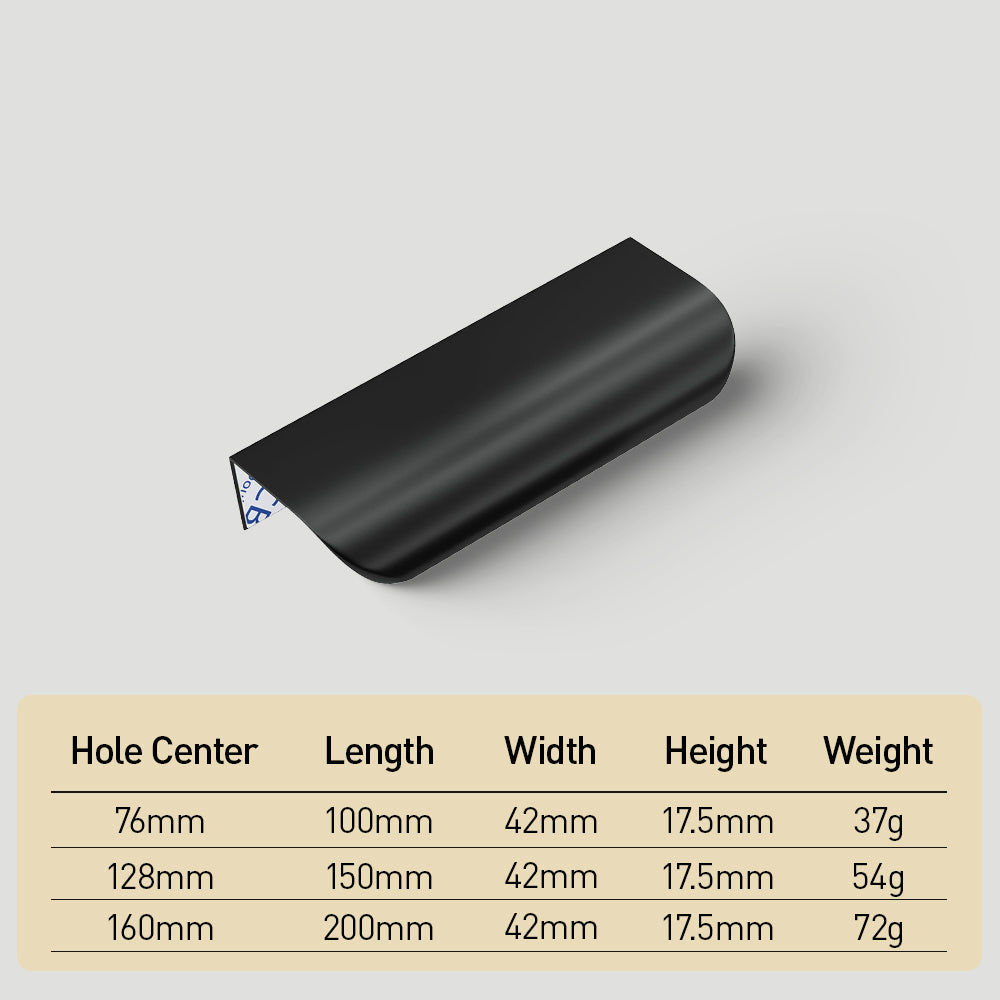 Black Adhesive Rounded Edge Finger Pulls for Drawers