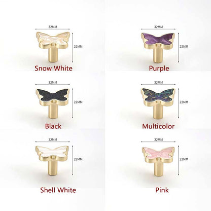 Butterfly Cabinet Knobs with Colored Insets