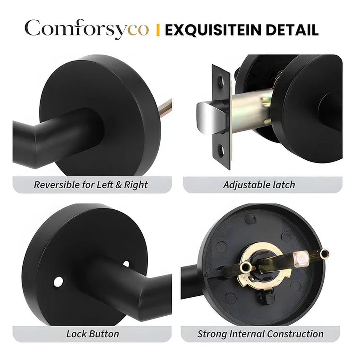 Zinc Alloy Passage Door Lever Handles for Closet and Hallway Doors
