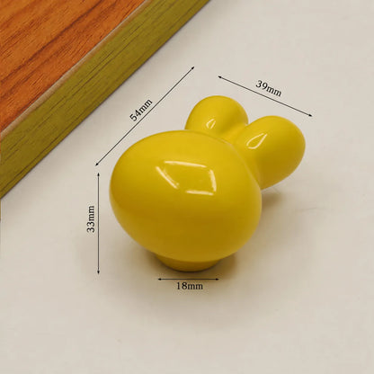 Colorful Ceramic Rabbit Head Cabinet Knobs for Kids Dresser Drawers