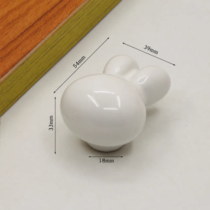 Colorful Ceramic Rabbit Head Cabinet Knobs for Kids Dresser Drawers