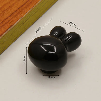Colorful Ceramic Rabbit Head Cabinet Knobs for Kids Dresser Drawers