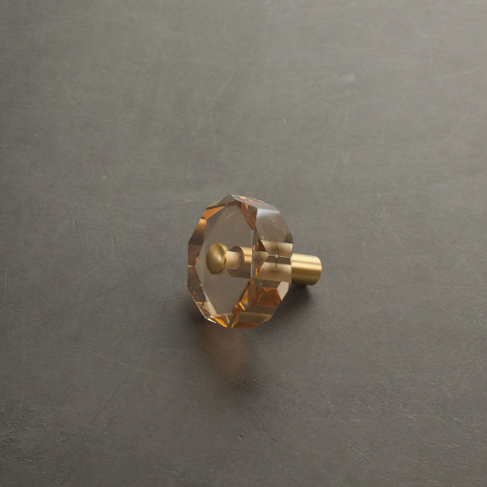 Faceted Crystal Cabinet Knobs with Brass Stem