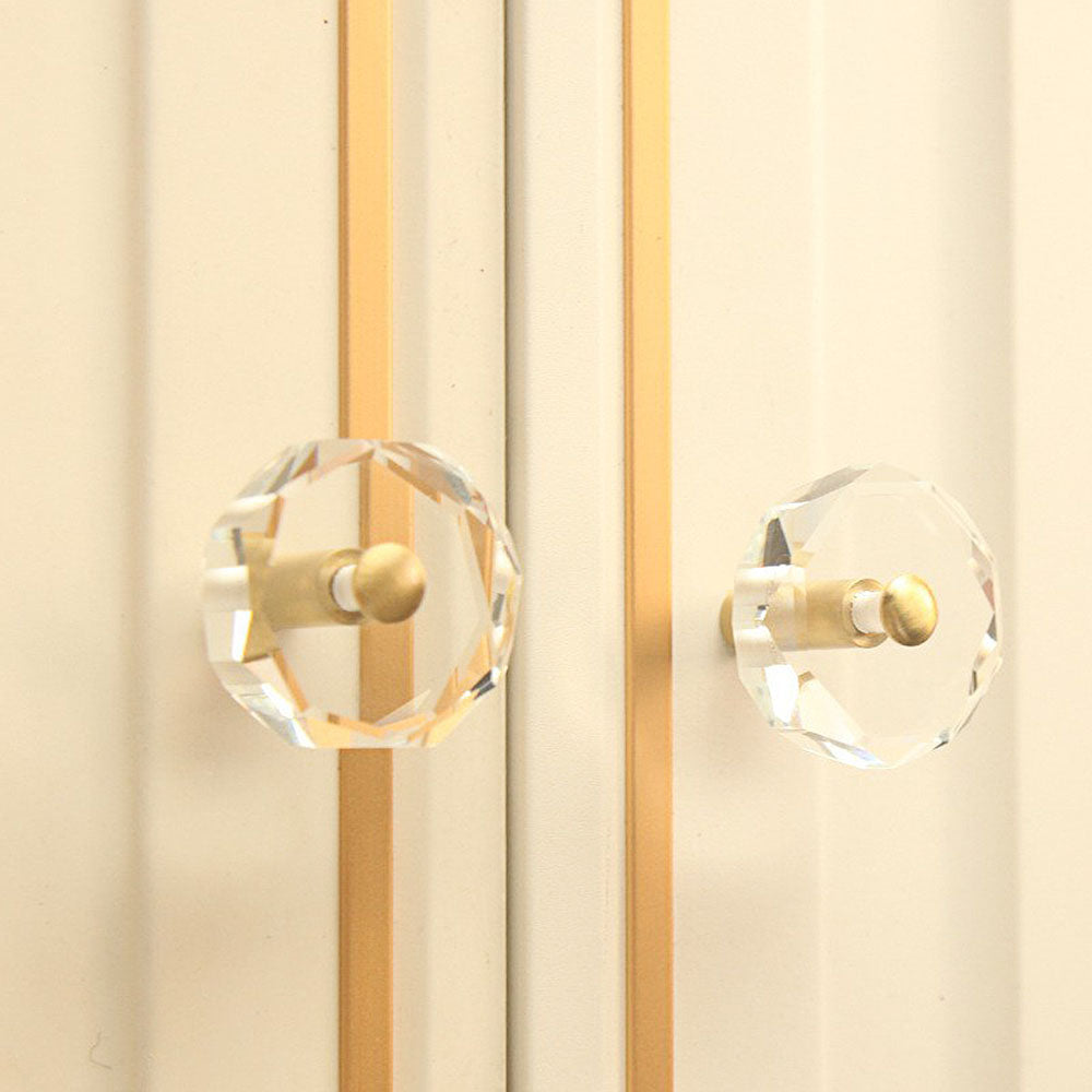 Faceted Crystal Cabinet Knobs with Brass Stem