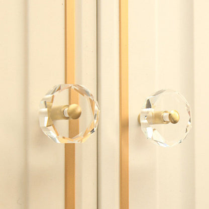 Faceted Crystal Cabinet Knobs with Brass Stem