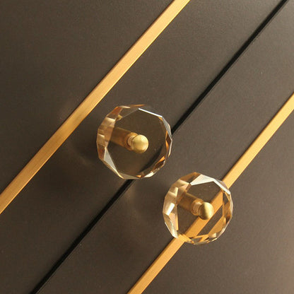 Faceted Crystal Cabinet Knobs with Brass Stem