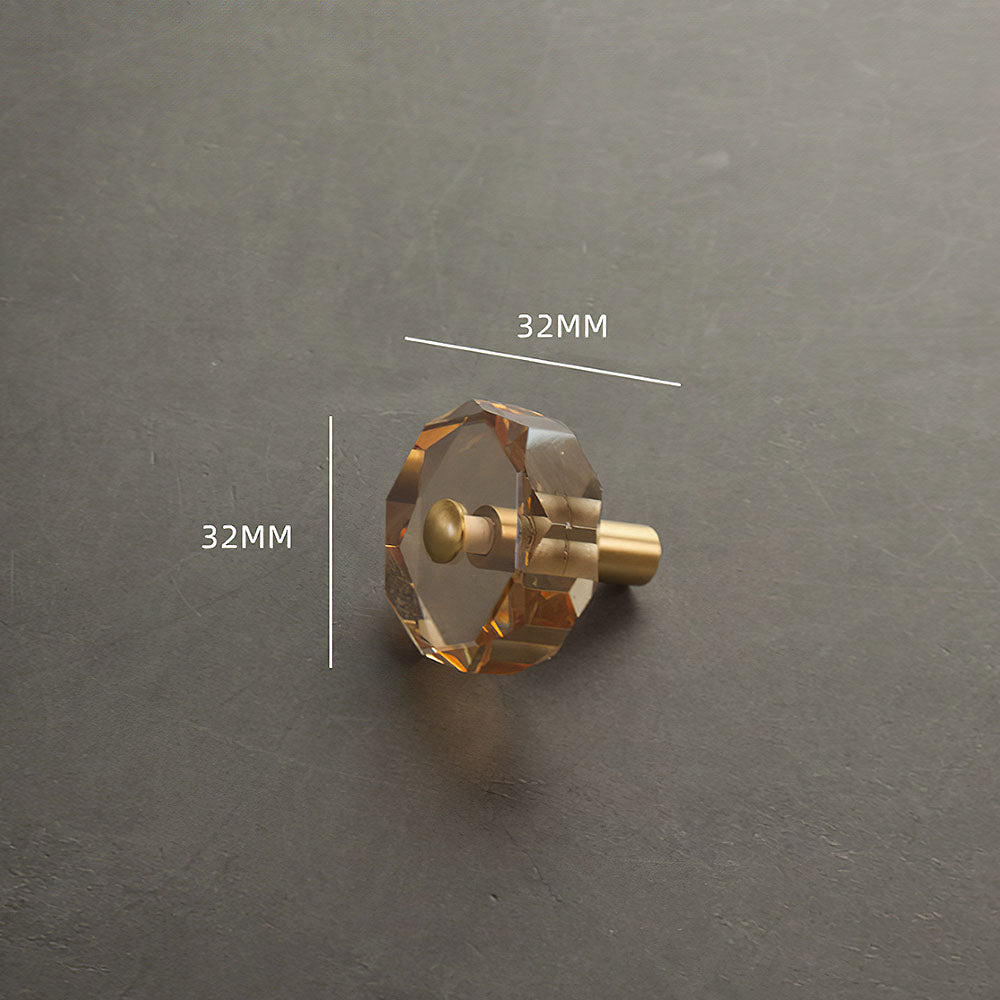 Faceted Crystal Cabinet Knobs with Brass Stem