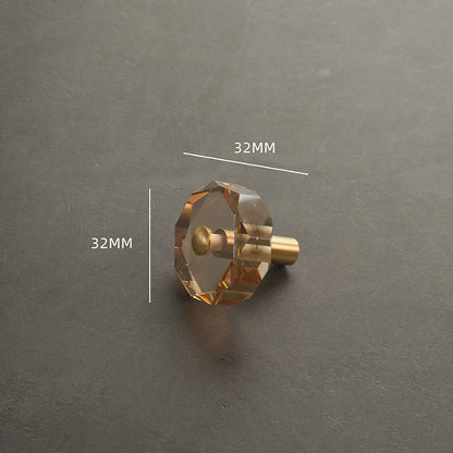 Faceted Crystal Cabinet Knobs with Brass Stem