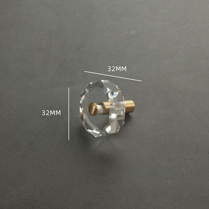 Faceted Crystal Cabinet Knobs with Brass Stem