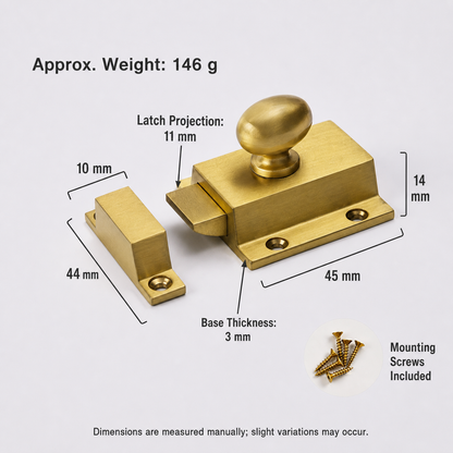 Cullum solid brass turn cabinet latch dimensions