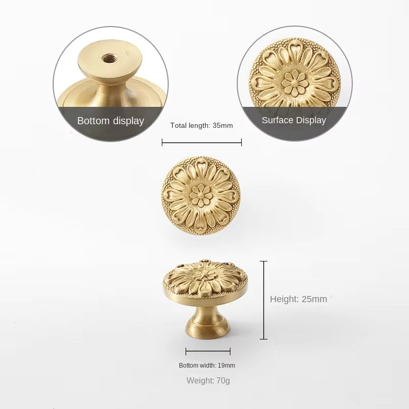 Brushed Gold Floral Cabinet Pulls and Knobs