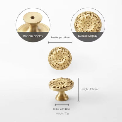 Brushed Gold Floral Cabinet Pulls and Knobs