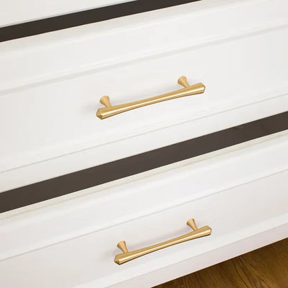 Gold Brass Cabinet Pulls and T-Knob with Flared Ends