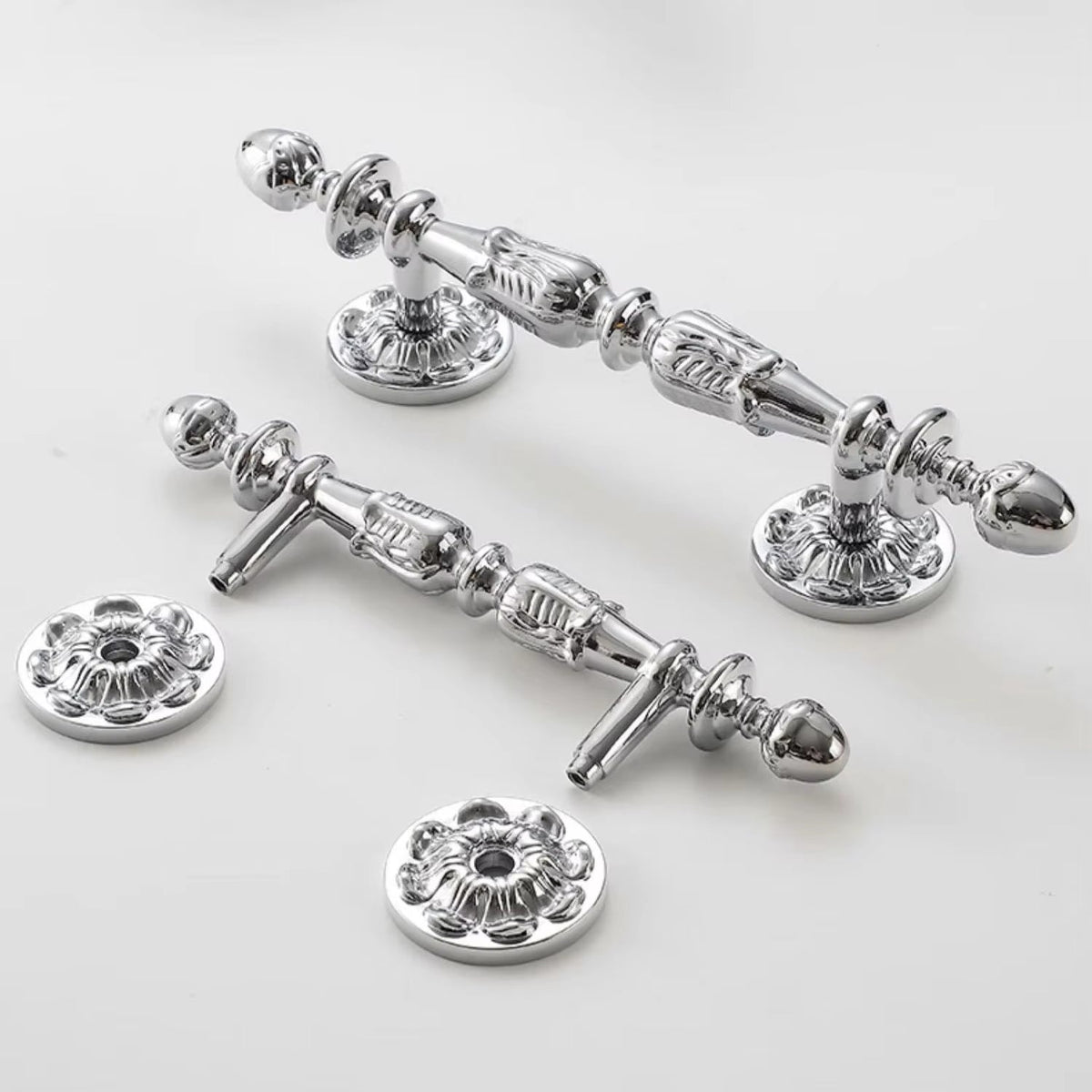 Polished Silver Floral Cabinet Pulls and Knobs