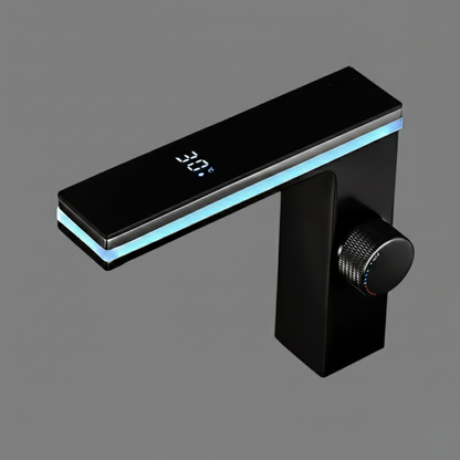 Lumira Digital Display Celsius Bathroom Basin Faucet with Intelligent LED, Single Hole Single Handle