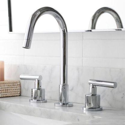 Tivora Minimalist Gooseneck Two-Handle 3-Hole Widespread Bathroom Sink Faucet