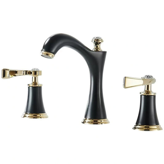 Traditional High-Arc Two-Handle 3-Hole Widespread Bathroom Sink Faucet