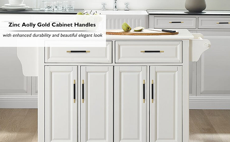 Black and Gold Textured Round Bar Cabinet Pulls