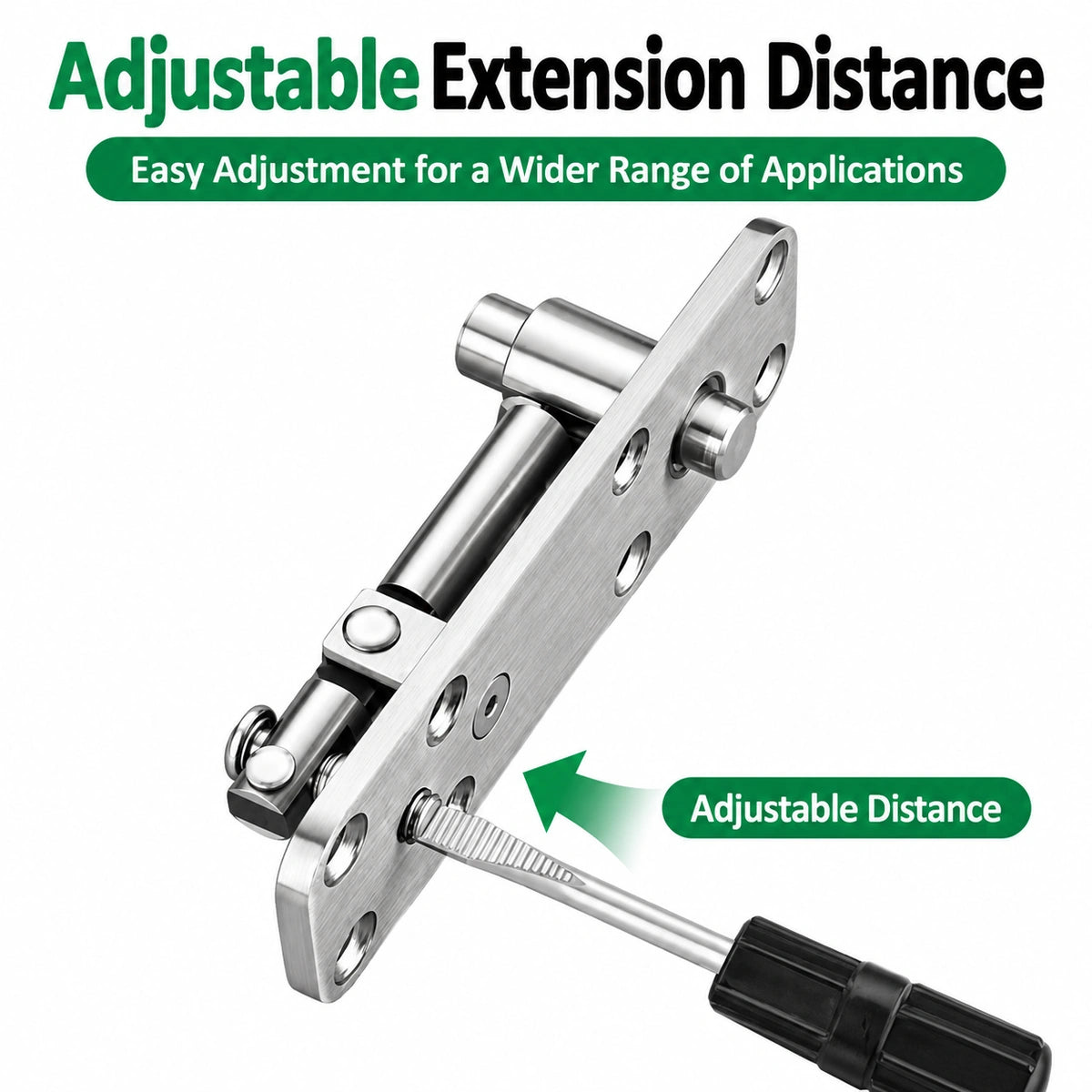 360° Concealed Pivot Hinge Set for Interior Wood Doors – Adjustable Top & Bottom Pivots with Ball Catch, Black