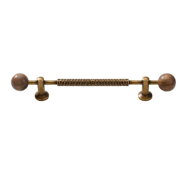 Knurled Walnut and Brass Cabinet Pulls for Wardrobes