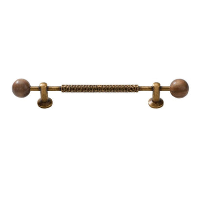 Knurled Walnut and Brass Cabinet Pulls for Wardrobes