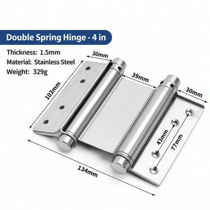 Stainless Steel Double-Action Spring Door Hinges, Self-Closing, 3-Inch to 8-Inch