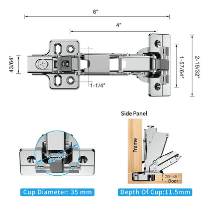 Orion 175° Soft-Close Frameless Lazy Susan Hinges – Full Overlay, 2-Pack