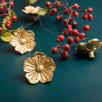 Solid Brass Sakura Flower Cabinet Knobs