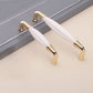 White Ceramic Cabinet Pulls and Knobs, Gold / Black Options