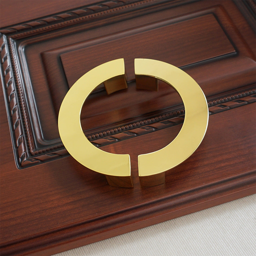 Brushed Brass Half Moon Cabinet Pulls for Double Doors