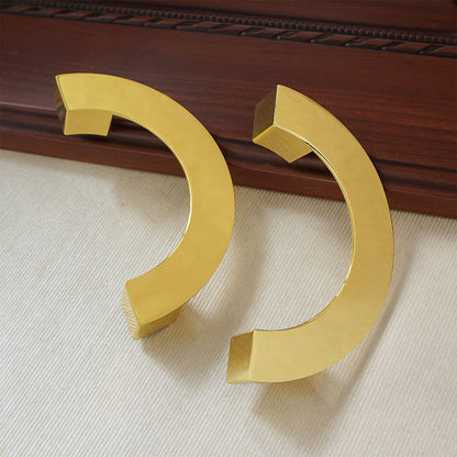 Brushed Brass Half Moon Cabinet Pulls for Double Doors