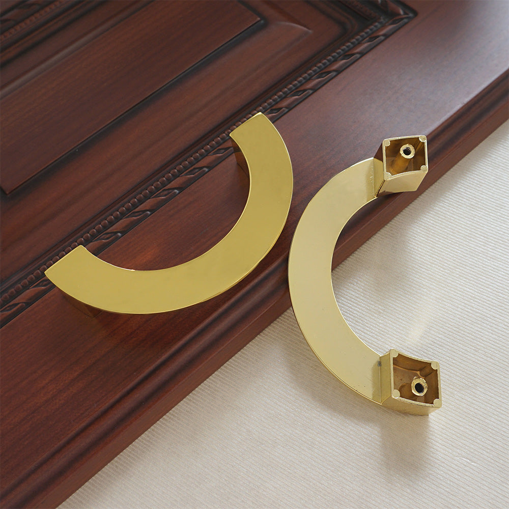 Brushed Brass Half Moon Cabinet Pulls for Double Doors