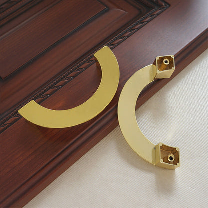 Brushed Brass Half Moon Cabinet Pulls for Double Doors