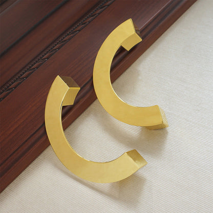 Brushed Brass Half Moon Cabinet Pulls for Double Doors