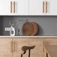 Wood Cabinet Handles with Brushed Brass Ends