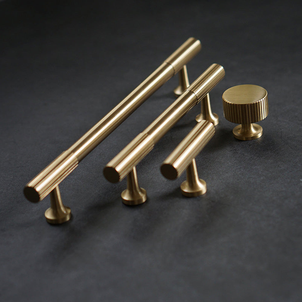 Fluted Metal Cabinet Pulls and Knobs for Kitchen Cabinets